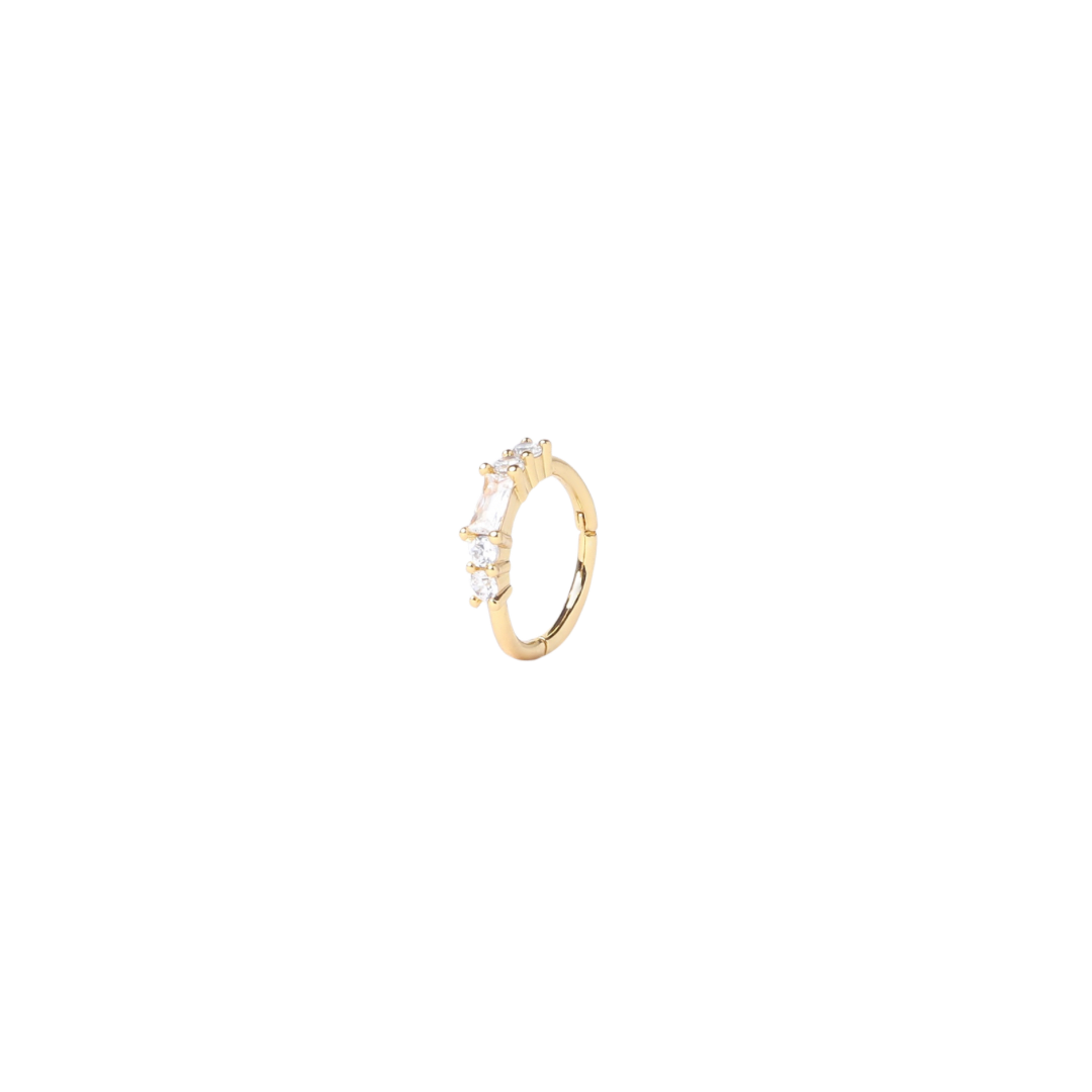 gold diamond baguette hoop