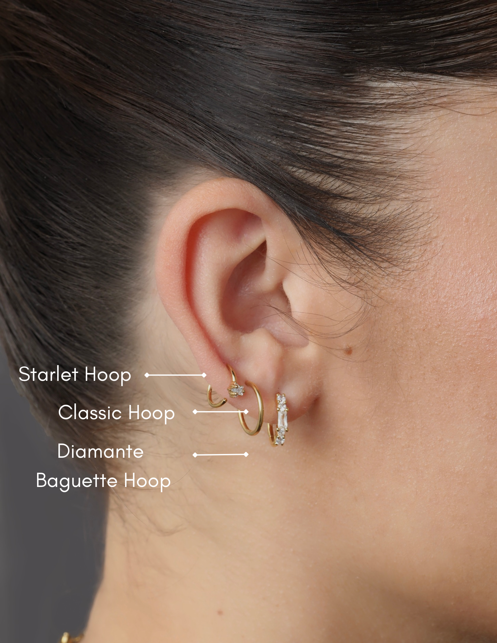 Gold Diamante Baguette Hoop