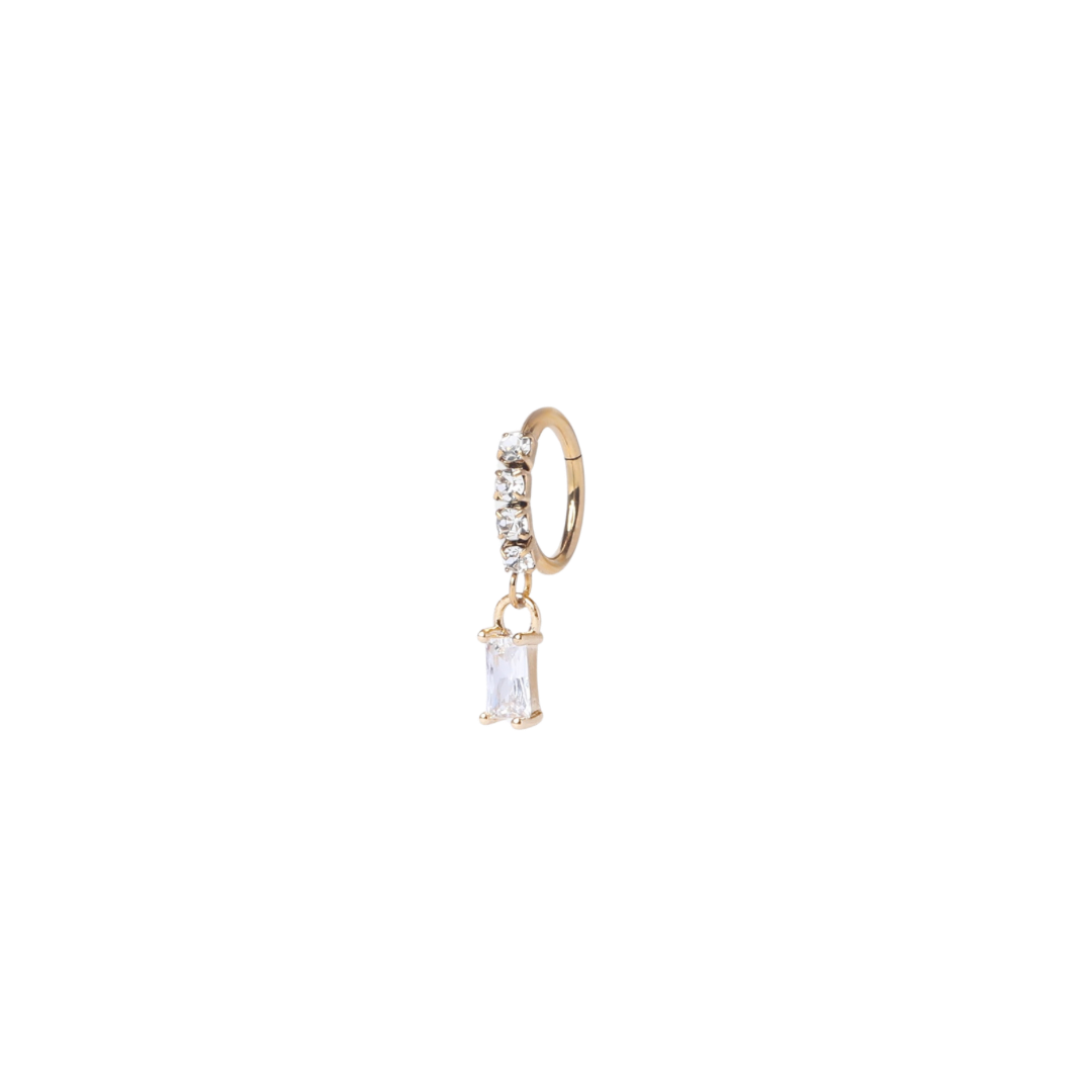 Gold Baguette Hoop With Gem