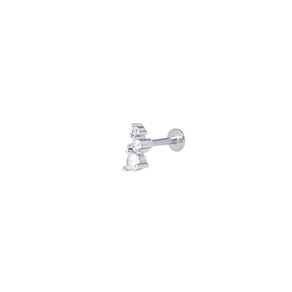 Silver Triple Gem Stud
