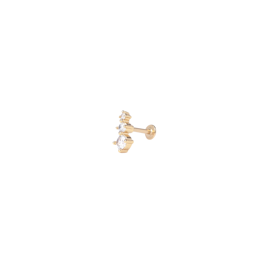 Gold Triple Gem Stud