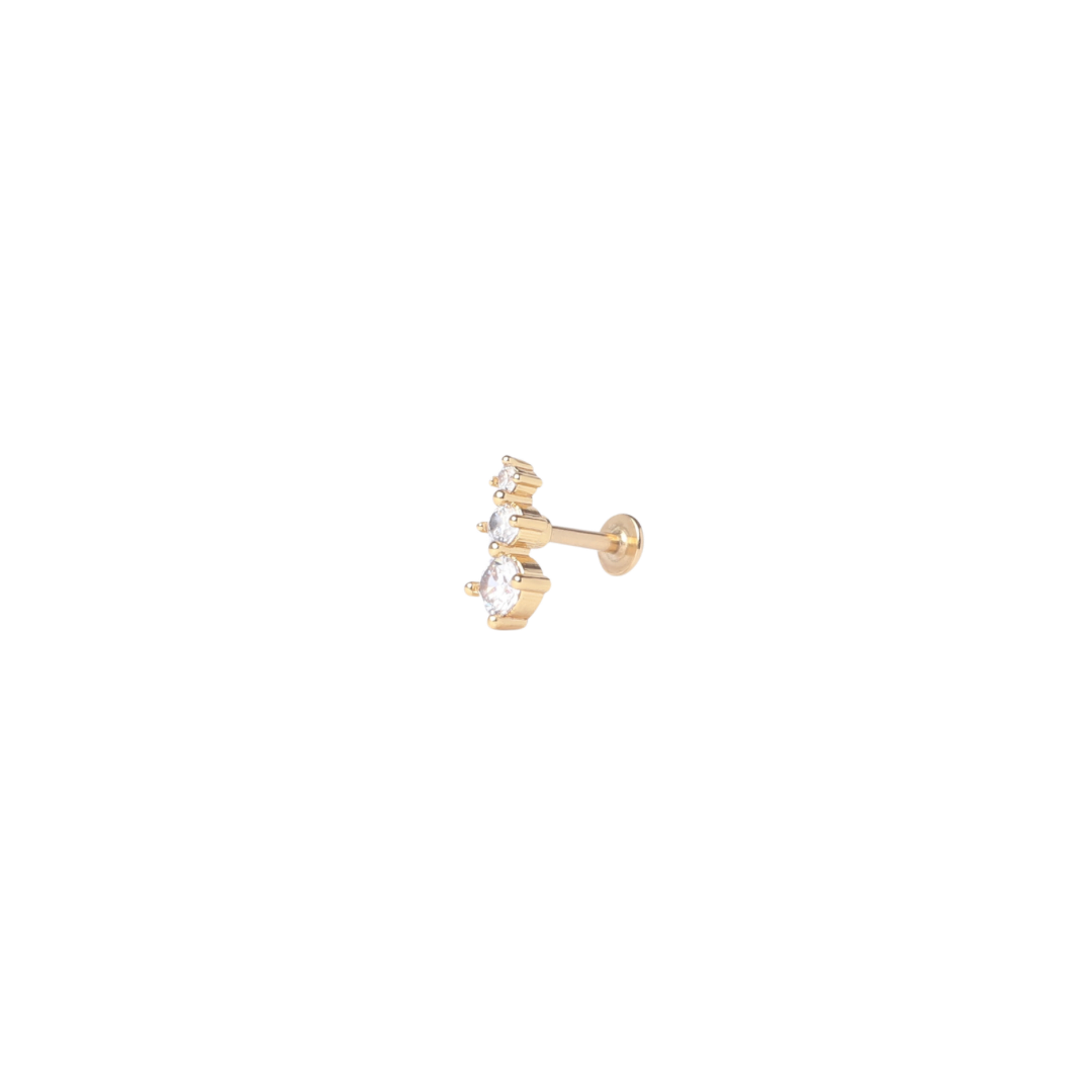 Gold Triple Gem Stud